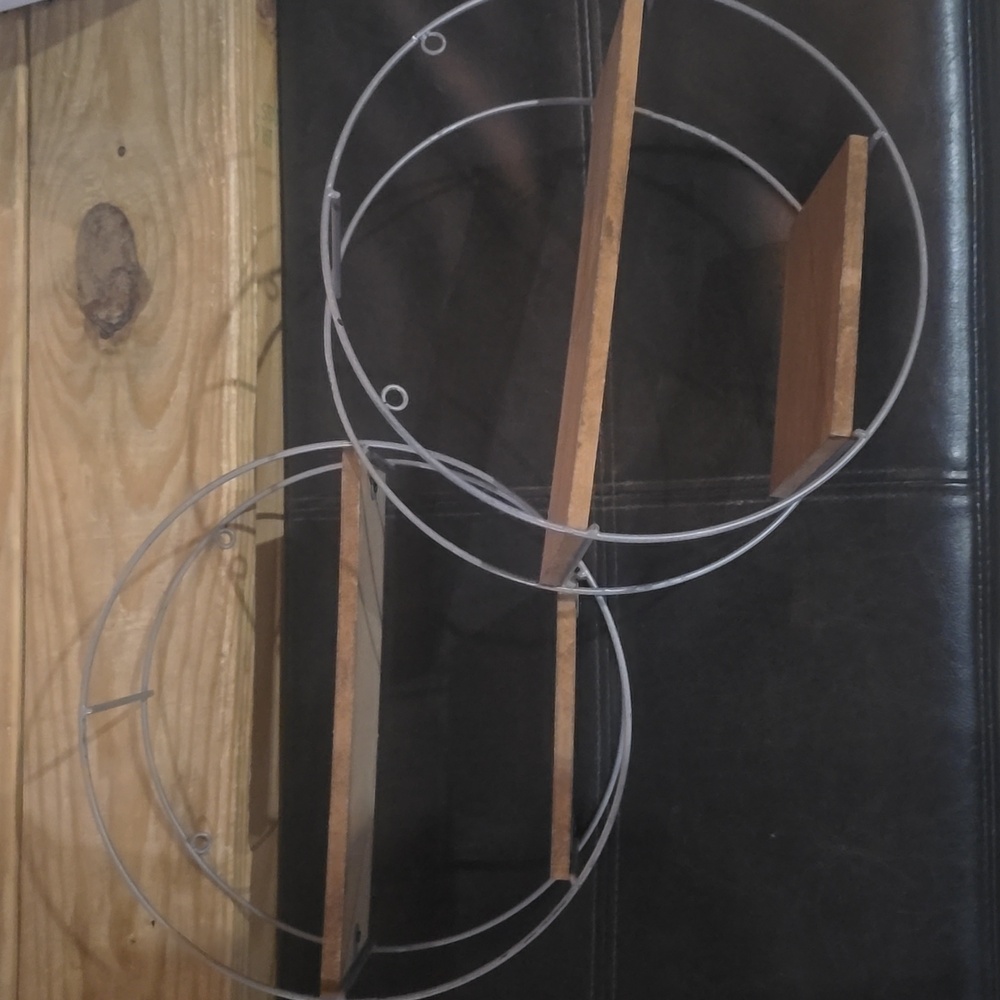 Round Metal Wall Shelves with Wooden Planks
